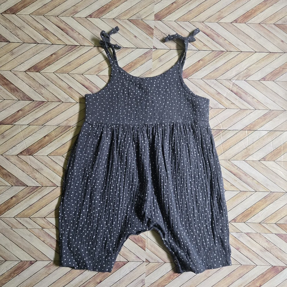 Baby Girl Polka Dot Bubble Rainbow Blue Jumper Bow Sleeve Onepiece Jumpsuit 6-9M